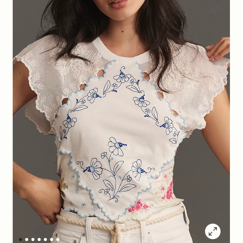 Anthropologie Short Sleeve Pieced Hanky Top